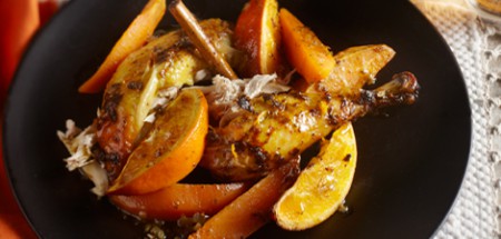 Geroosterde kip met zoete aardappelen uit de oven